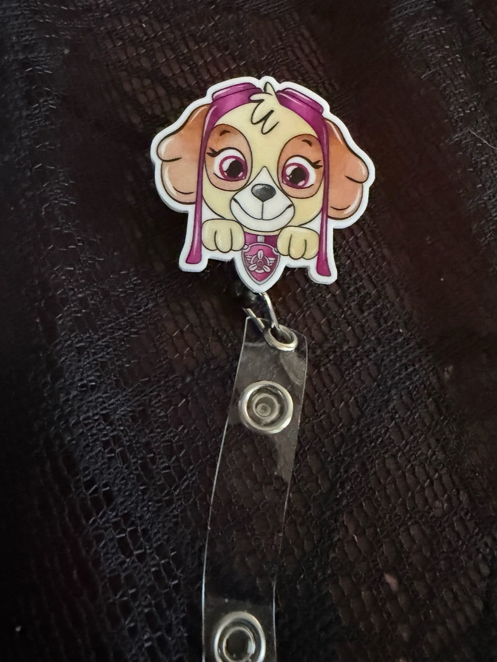 Pink Paw Patrol Skye Badge Reel - Cute Dog Character